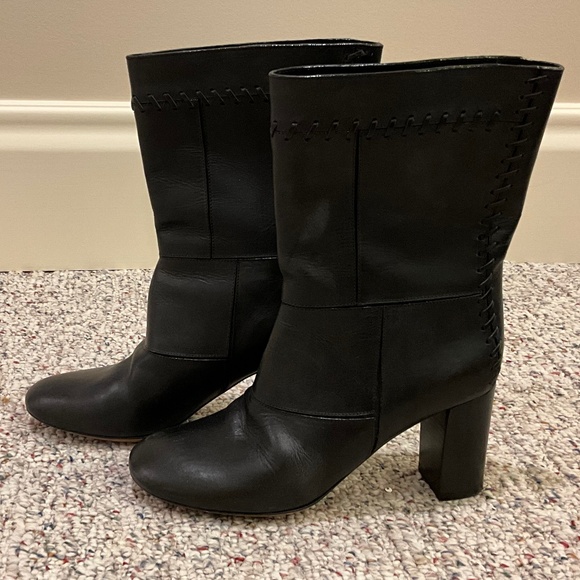 Chloe Black Leather Patchwork Boots - Picture 4 of 8